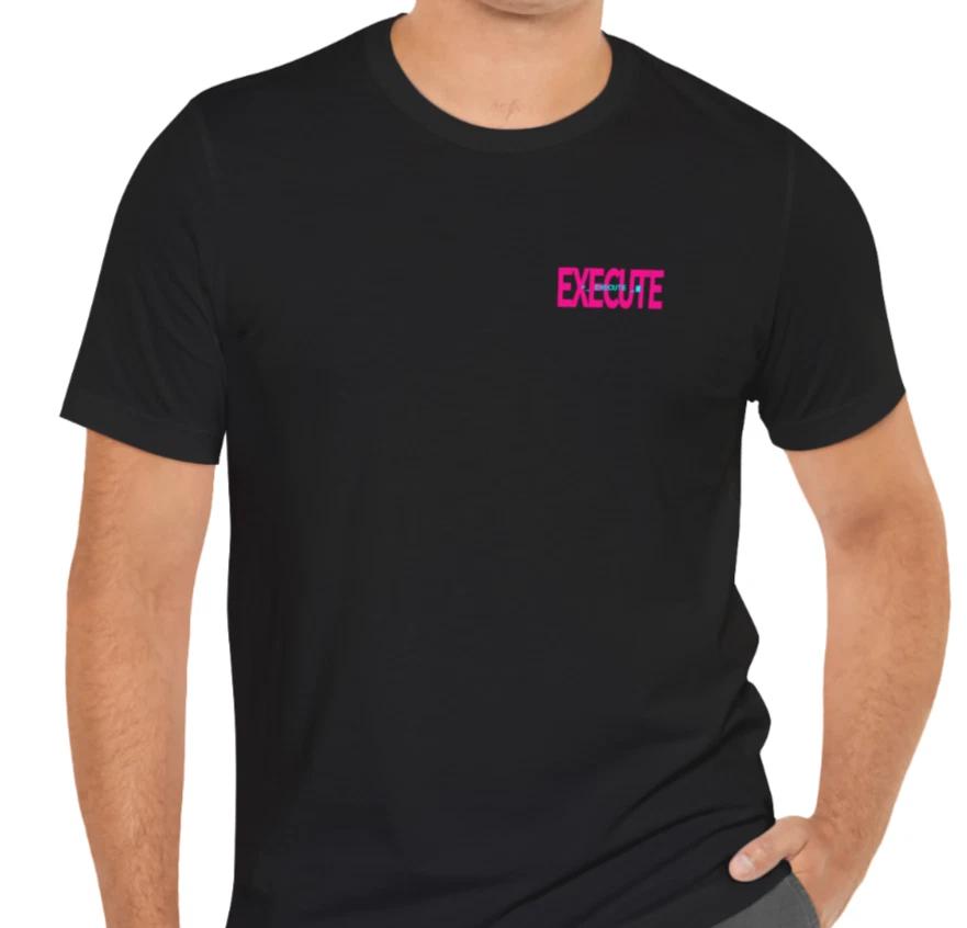 Execute Programmer T-Shirt Developer Command Line Glitch Cyberpunk Minimalist M