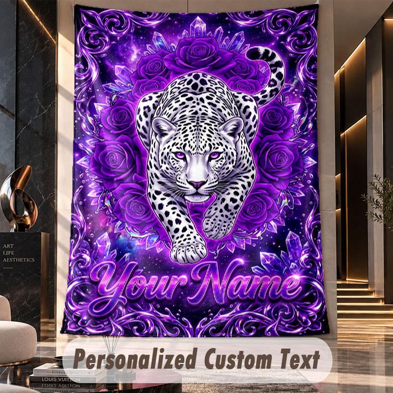 Lion Tiger Leopard (14) Theme Custom Tapestry Personalized Custom Name Text Wall Hanging Tapestry Home Decor Background Cloth