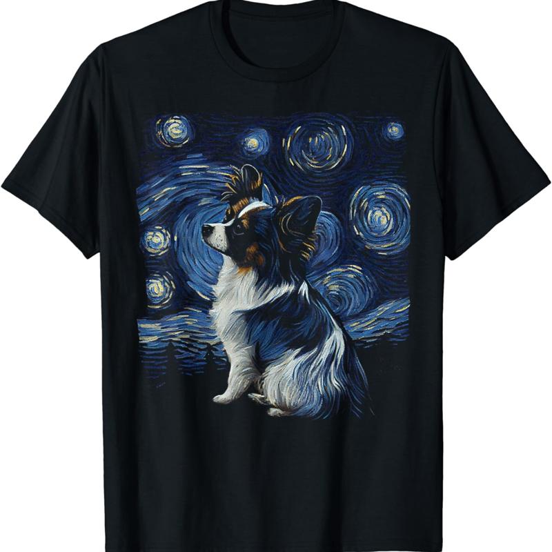 Papillon Dog Starry Night Dogs Lover s T Shirt S разноцветный
