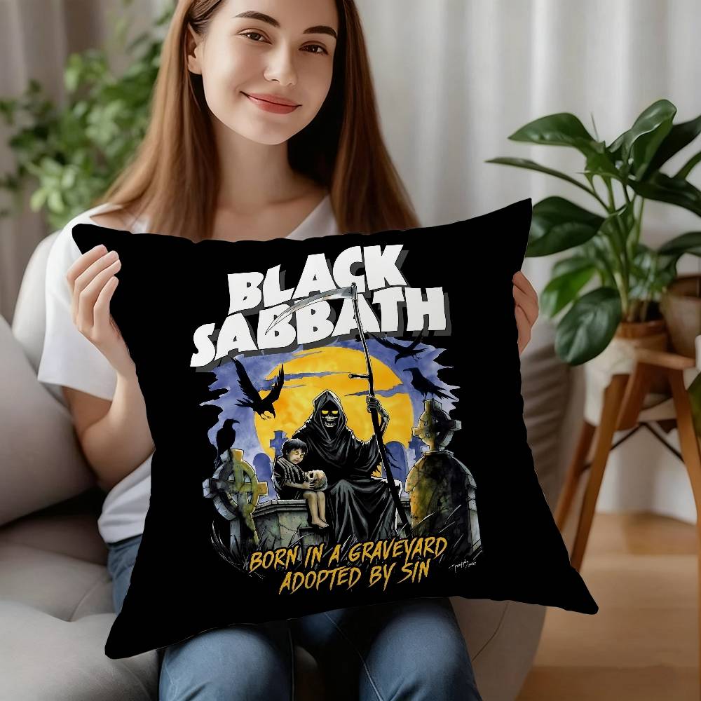 B-Black S-Sabbath Kapela Povlak na polštář Dekorativní na pohovku Domácí Oboustranný tisk Krátký plyšový Polštář Povlak na polštář Sváteční dárek