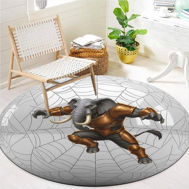 AnimalHeroes Round Area Rug,Carpet Rug for Living Room Bedroom Sofa Playroom Decor,Non slip Floor Mat