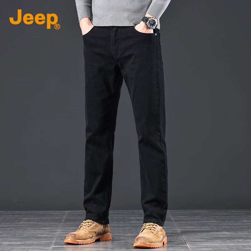 JEEP Men's Slim Fit Straight Black Jeans