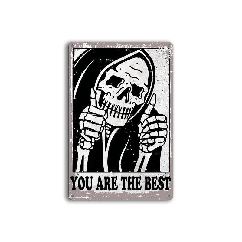 Anime Skeleton Wall Painting Vintage Metal Poster Board Modern Aesthetics Home Decoration Tin Sign Bar Garage Decor Plate Sign