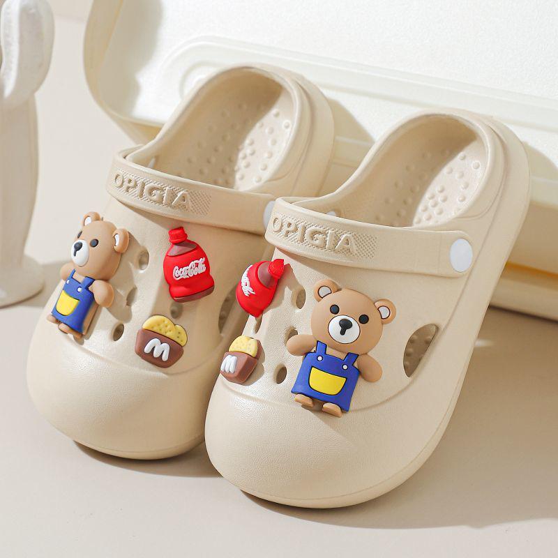 Children's Non-Slip Cartoon Beach Slippers, Closed-Toe for Ages 6-12, Two-Way Summer Shoes