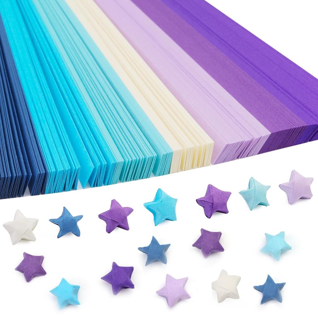 Multicolor Star Origami Paper Solid Color Gradient Color Star Paper Decoration Paper Strips DIY Hand Art Crafts
