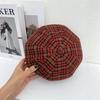 Classic plaid beret children autumn and winter casual versatile face small bud hat painter hat