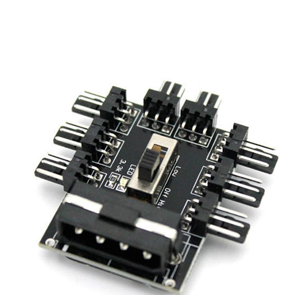 Fan 3Pin 12V Splitter Adapter 4PIN SATA Cooling Fan Hub PC Fan Hub Speed Controller Splitter
