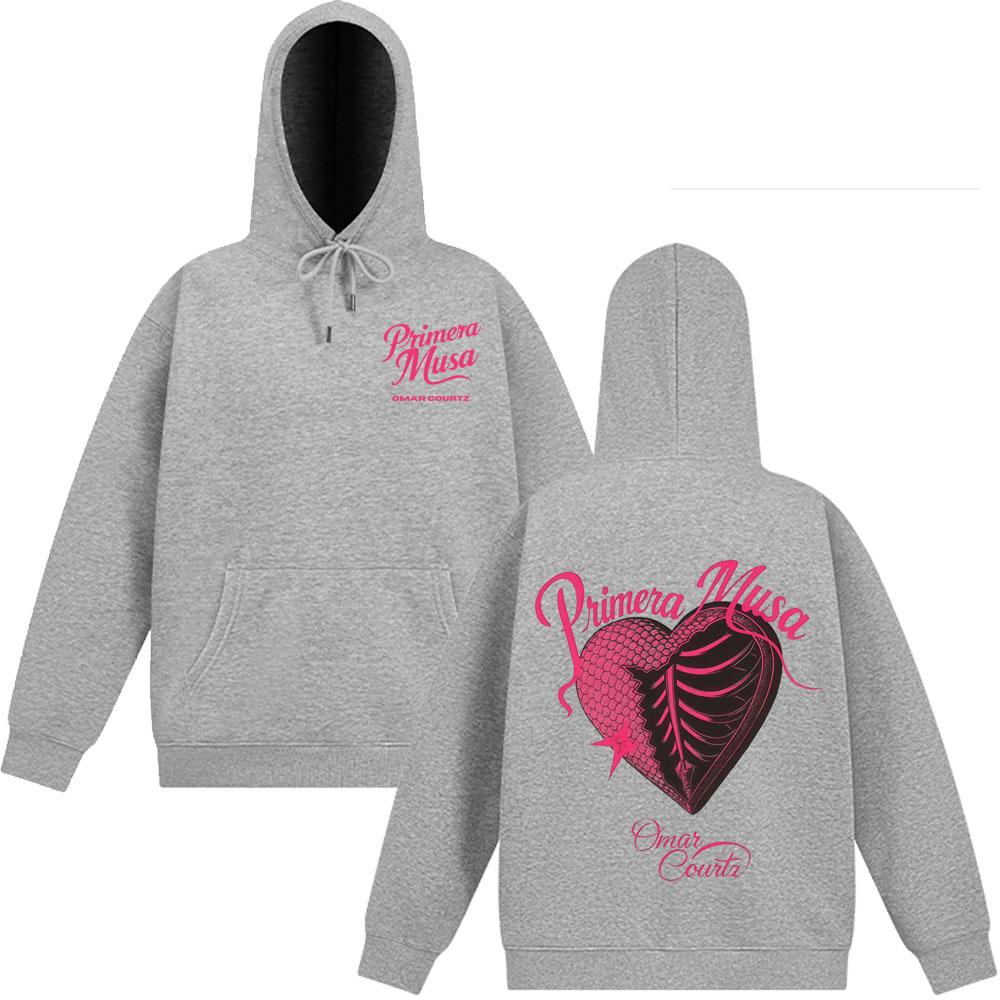 Rapper Omar Courtz Primera Musa 2025 Heart Graphic Hoodie Men Long-sleeved Loose Casual Sweatshirt Aesthetic Trendy Pullover Top
