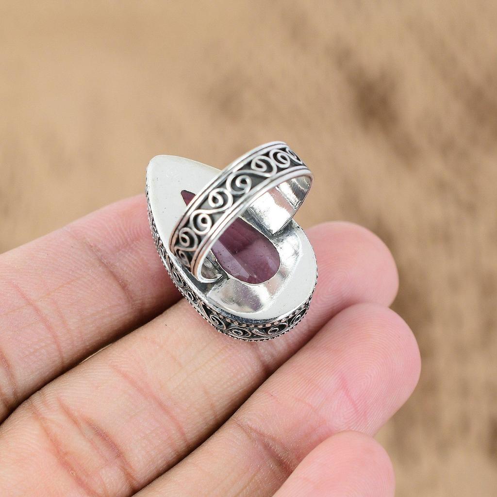Gift For Her Natural Tanzanite Quartz Promise Vintage Ring Size 9 925 Silver