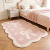 Girly Style Carpets for Living Room Pink Bow Bedroom Decor Carpet Fluffy Soft Irregular Bedside Rug Home Thicken Plush Floor Mat