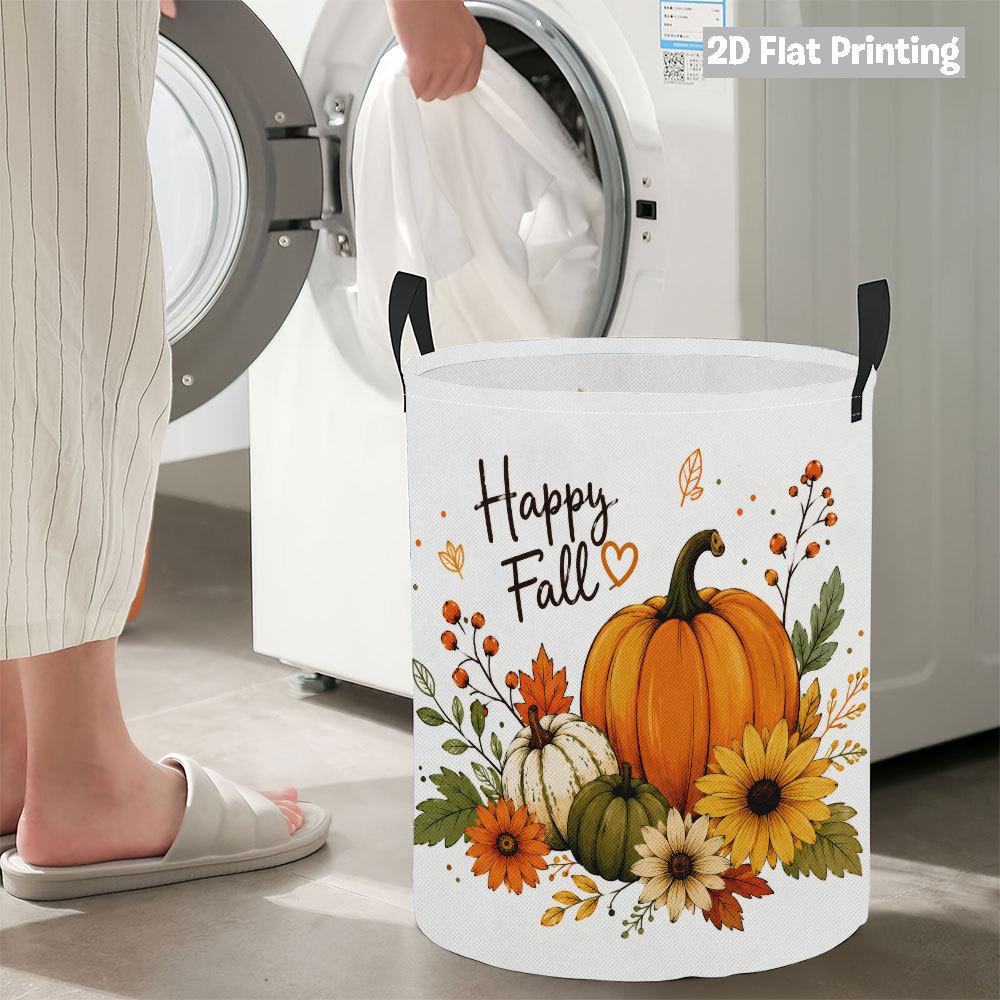Collapsible Laundry Basket Large Round Waterproof Fabric Hamper Dirty Clothes Storage Bin Toy Organizer with Handles