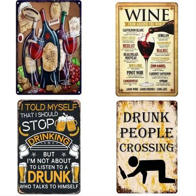 Wein Bier Vintage Metall Blechschilder Wohnzimmer Sofa Hintergrund Dekor Poster Bar Club Geschäft Wand Raum Dekoration Eisenplatte Plakette