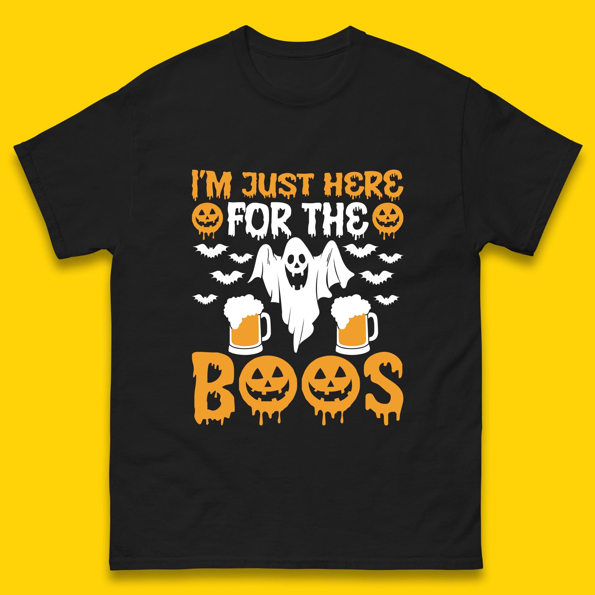 I m Just Here For The Boos Halloween Boo Ghosts Drinking Beer Mens Tee Top S