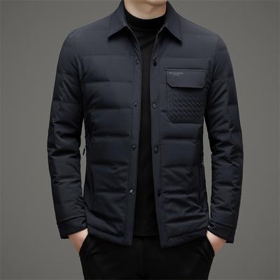 90 Velvet White Goose Down Jacket for Men, Young and Middle-aged, Thin Lapel, Slim, Luxury, Casual, Warm Winter Jacket