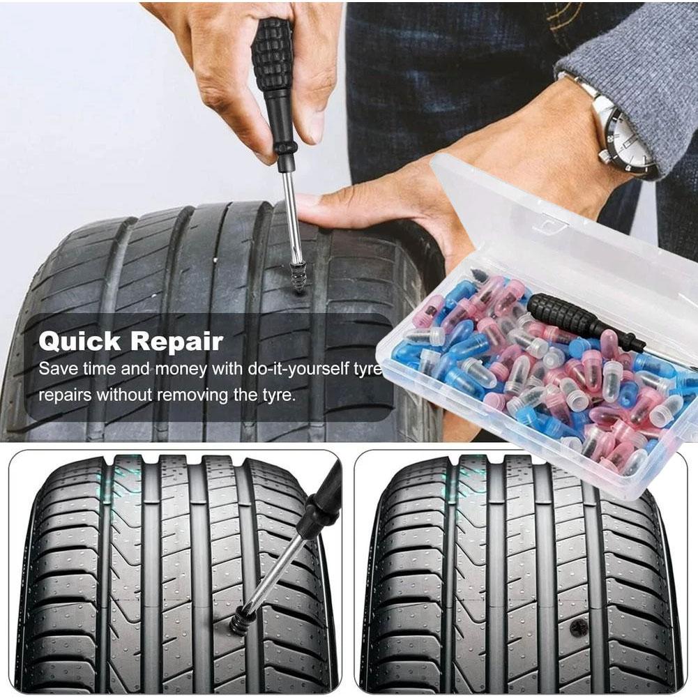 Rubber Nail For Tires, Bike Motorcycle Puncture Repair Kit With Screwdriver Vacuum Tire Rubber Nails Tire Repair Tools R2P9