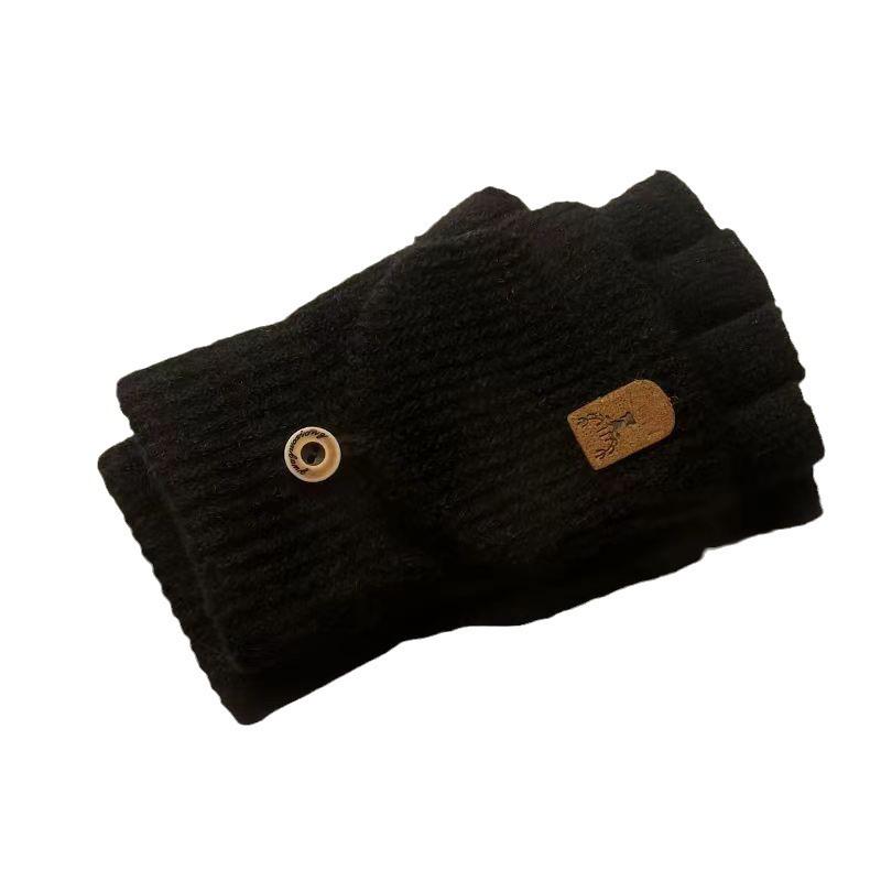 Winterstrick-Fahrradhandschuhe für Herren und Damen mit umklappbaren Fingern - Warm, Kälteabweisend, Plüschig und Dick.