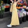 Yellow Gentle Wind Floral Dress Women's Summer New French Suspender Skirt Seaside Vacation Long Skirt