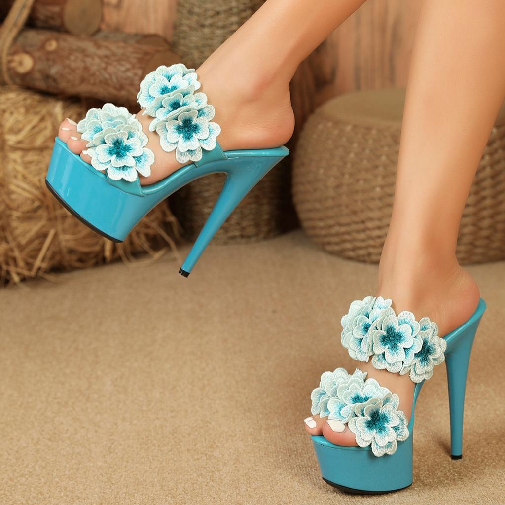 Fashion 15cm Stiletto Heel Wedding Shoes with Crystal Embellishment - Waterproof Platform Sandals for Bridal & Evening Event