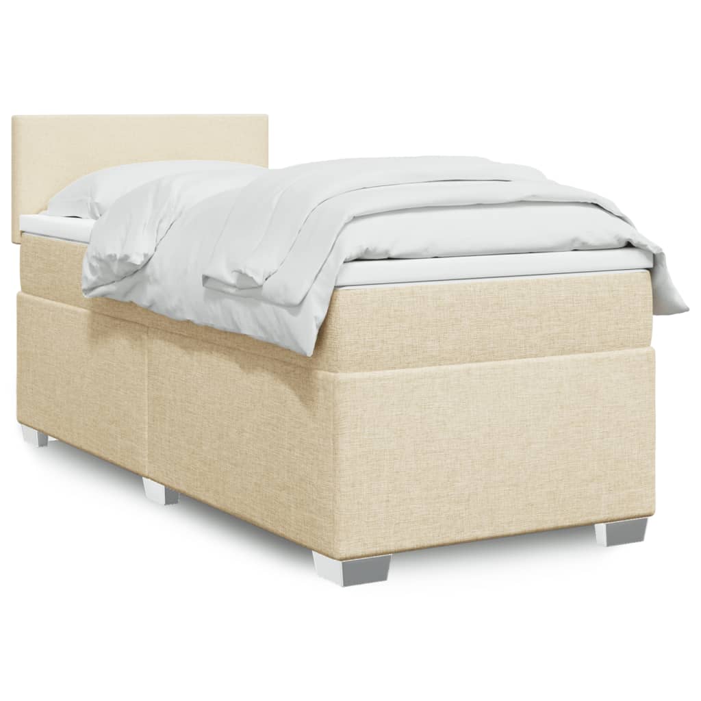 Vidaxl Continental Bed with Mattress, Cream, Fabric, 90X200 Cm