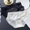 Ladies Spring and Summer Comfortable Sexy Ice Silk Mesh Lace Color Hollow Low Waist Underwear