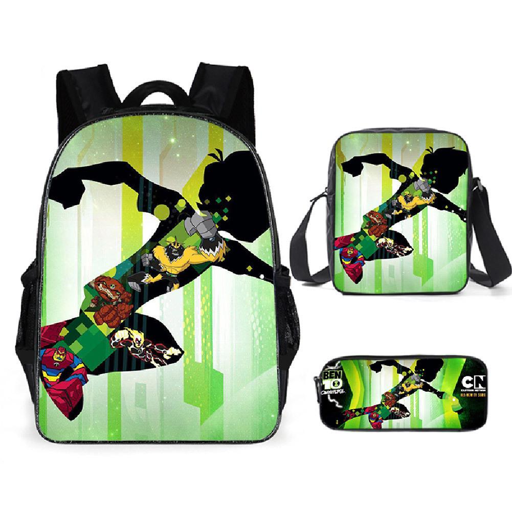 Less Hacker Backpack Ben 10 Student School Bag Anime Cartoon Backpack Lunch Bag Satchel Pencil Case