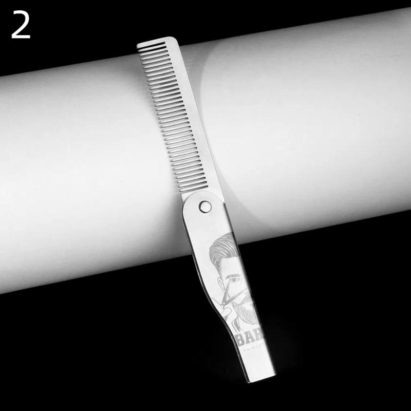 

Складаний гребінець для бороди з нержавіючої сталі Портативний міні-гребінець для укладки волосся для барбера Догляд за вусами Інструменти для формування Кишеньковий гребінець для волосся
