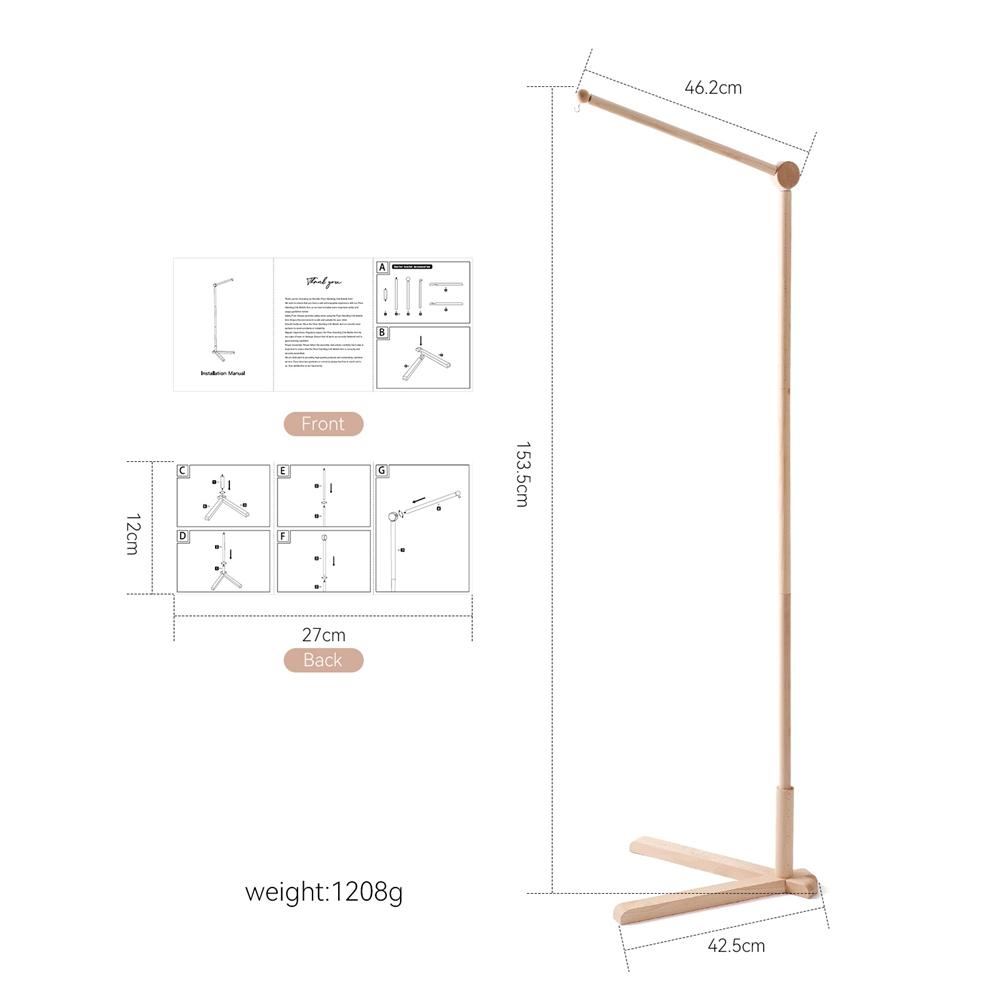 Wooden Crib Mobile Holder For Baby Bed Free Standing Bell Bracket With Rattlessafe Sturdy Nursery Decor For Newborn 0-12 Months