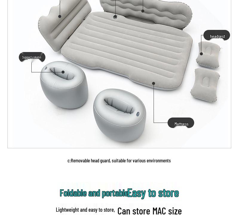 Rear Seat Car Inflatable Mattress - Foldable Travel Sleeping Pad for Car Interior