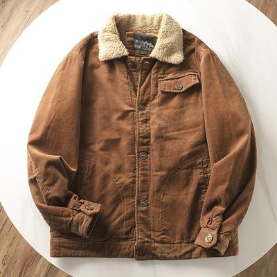Corduroy Cotton-padded Jacket Men's New Wild Korean Coat Western Cotton Loose Plus Size Jacket Lapel Men's Wear
