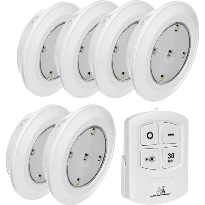 Lampe LED Sans Fil - Maclean - MCE165 - Télécommande Incluse - 6 Pièces - Éclairage Mural Et Plafond