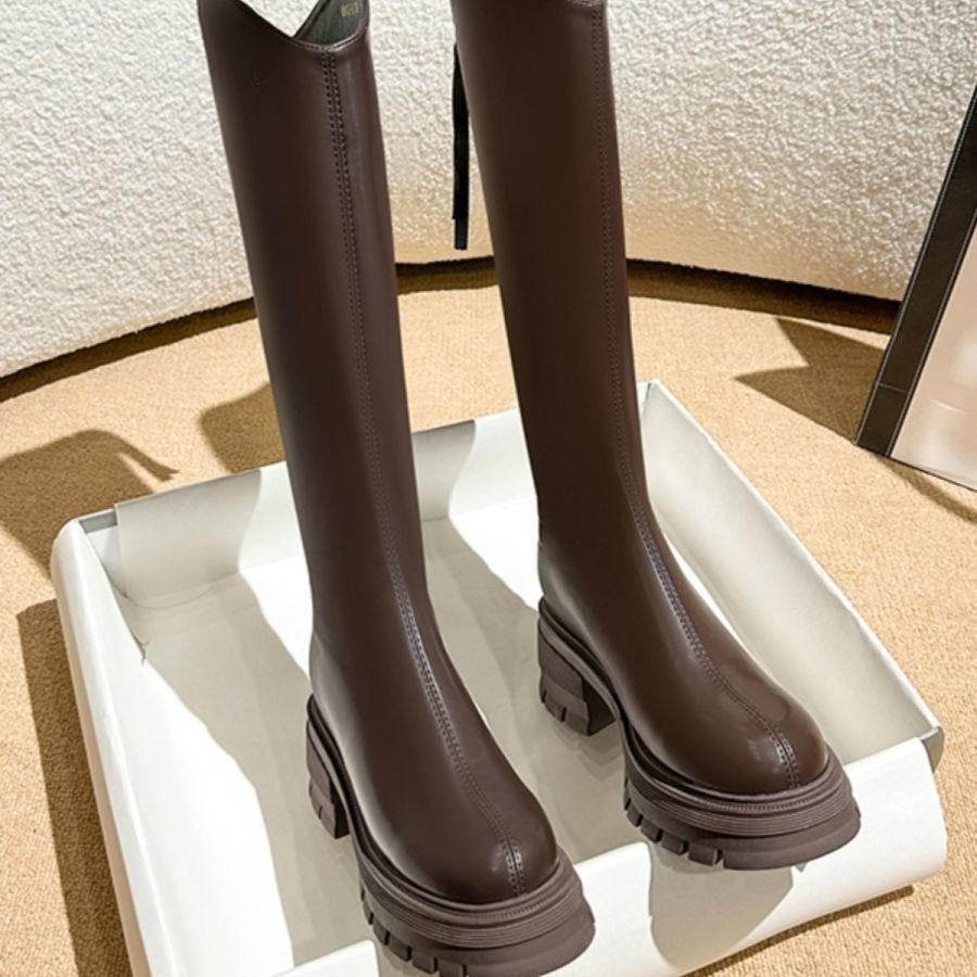 Thick-soled boots Small man v mouth but knee high knight boots 2025 autumn and winter absolute son thick heel boots women