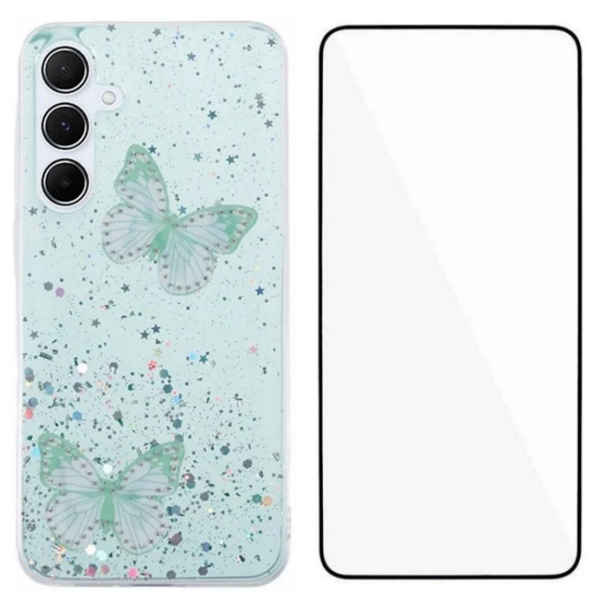 

Для Samsung Galaxy A26 5G Чехол из ТПУ WANLONFENG Серия AW ПВХ Бабочка Эпоксидная накладка для телефона с HD пленкой Green