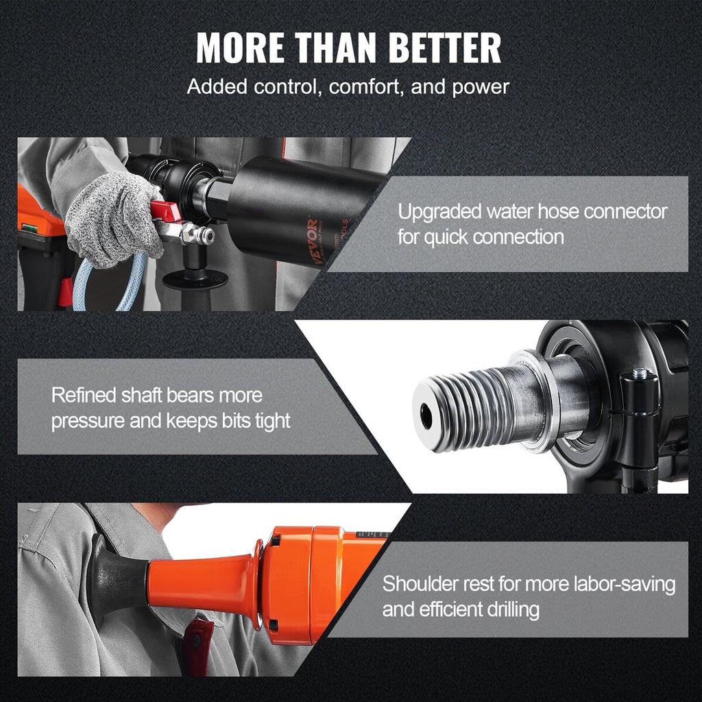 Diamond Core Drill Machine Handheld Concrete Core Drill Rig 4in Bit 1500W