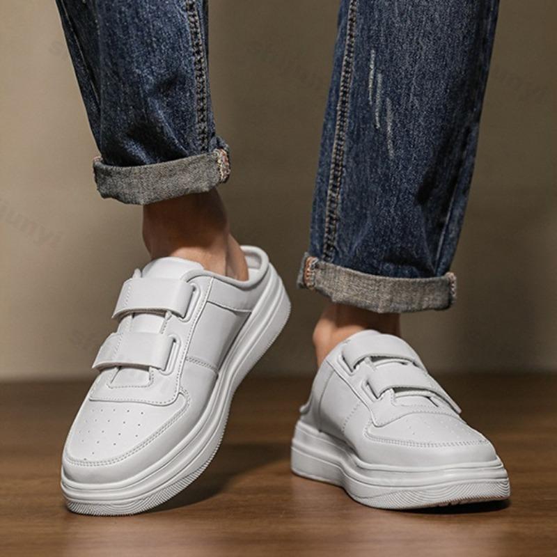 Fashion 2025 Autumn New Niche Design Men's Fashion Casual Thick Sole Half Slippers Low Top Comfortable Versatile Slip on Chunky Draggers