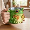 Resin Frog-Shaped Coffee Cup Anti Slip Cartoon Water Cup Safe Frog Floral Pattern Mug  Juice