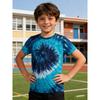 Children's Clothing Boys Spiral Tie-Dye Short Sleeve Rainbow Swirl Print Round Neck Top Summer Casual Erano Colorido Boy Clothes