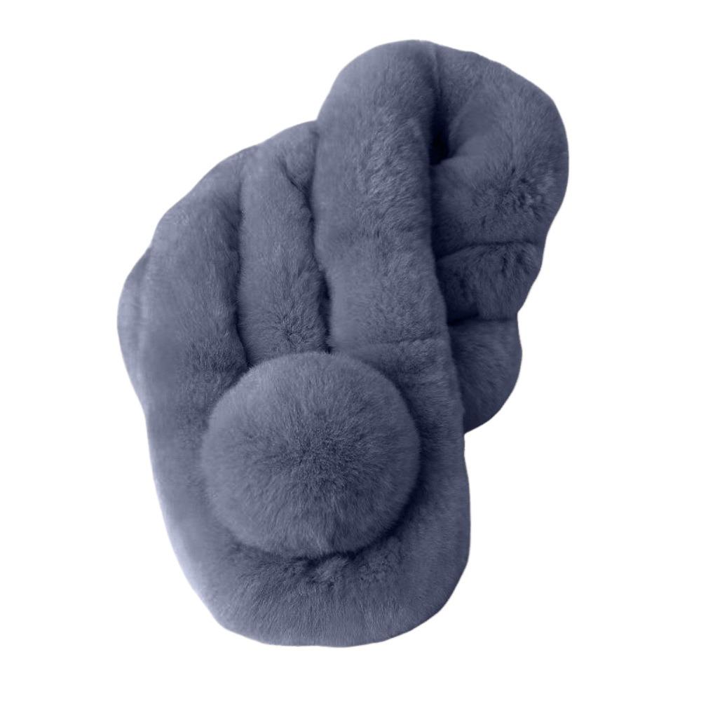 Faux Rabbit Fur Plush Neck Scarf Thicken Double-sided Neck Cover Cute Cross Scarf  Winter