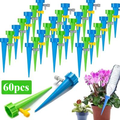 60pcs Automatic Drip Irrigation Watering System Plant Dripper Spike Kits Garden Self Watering Planter Insert Plant Watering Devices