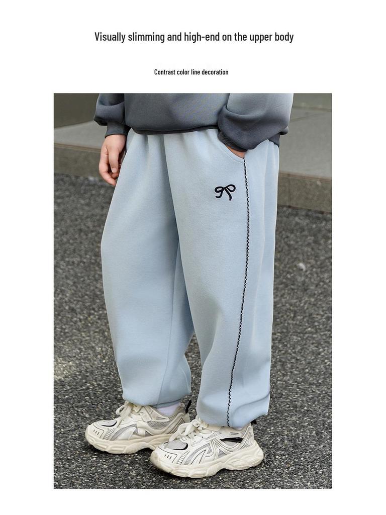 Plus Size Loose Fit Pants for Girls 8-15 Years, Spring/Autumn, Sports Casual Long Pants