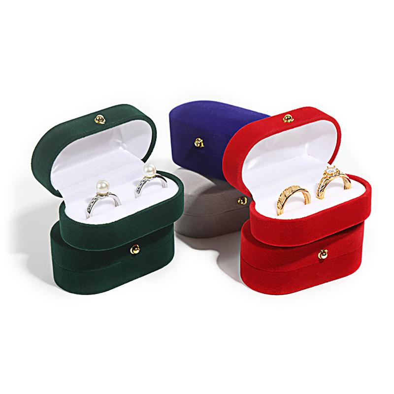 1PC Ring Box Jewelry Case Jewelry Display Organizer New Couple Double Slots Ceremony Gift Boxes Velvet Trinket Double