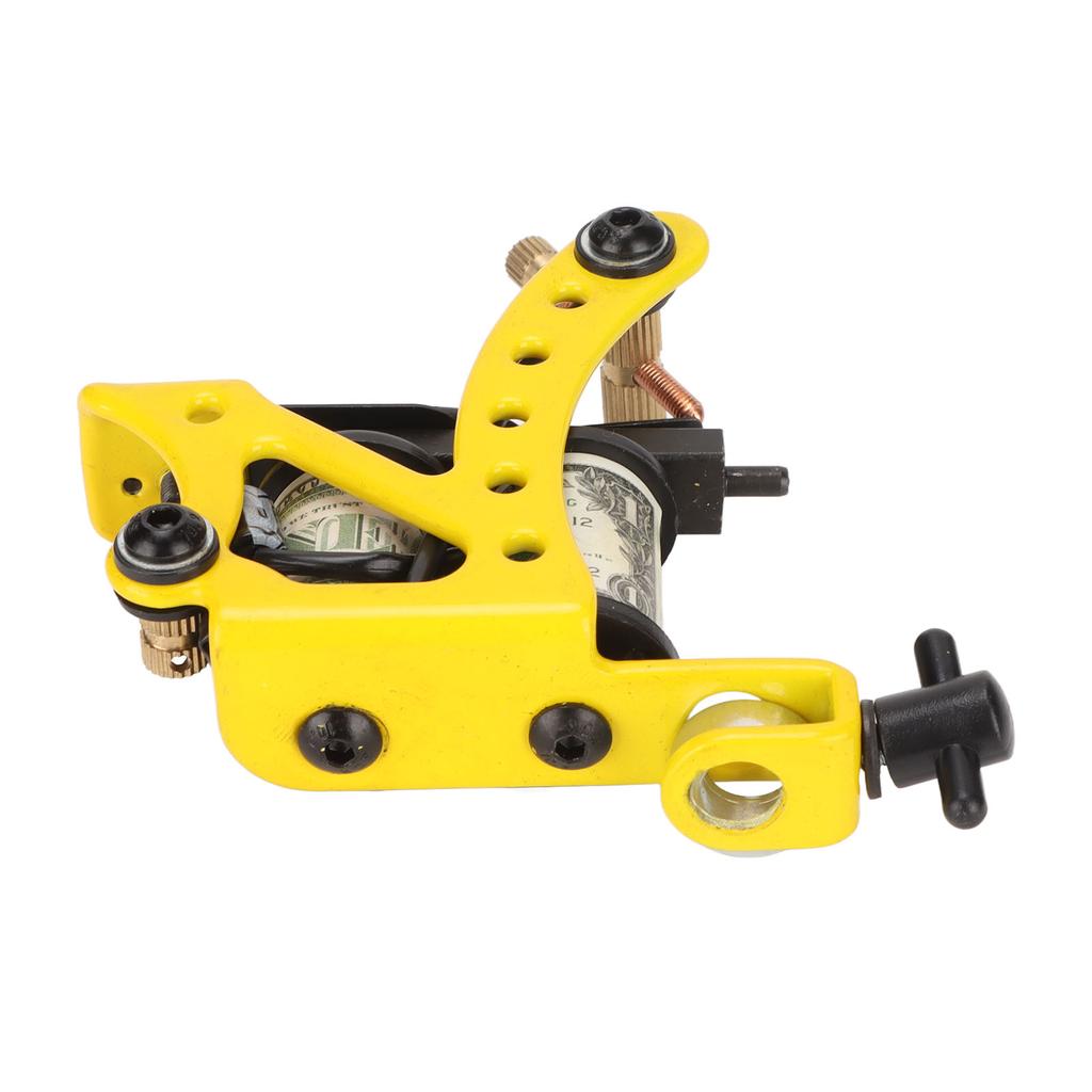 Coil Tattoo Machine Electroplating Iron 10 Wraps Coil Liner Tattoo Machine for Tattoo Artist Yellow