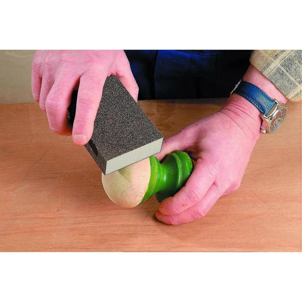 Set of 3 Abrasive Sponges with Fine, Medium & Coarse Grain for Wood and Metal - Abrasive Paper Usable Dry and Wet
