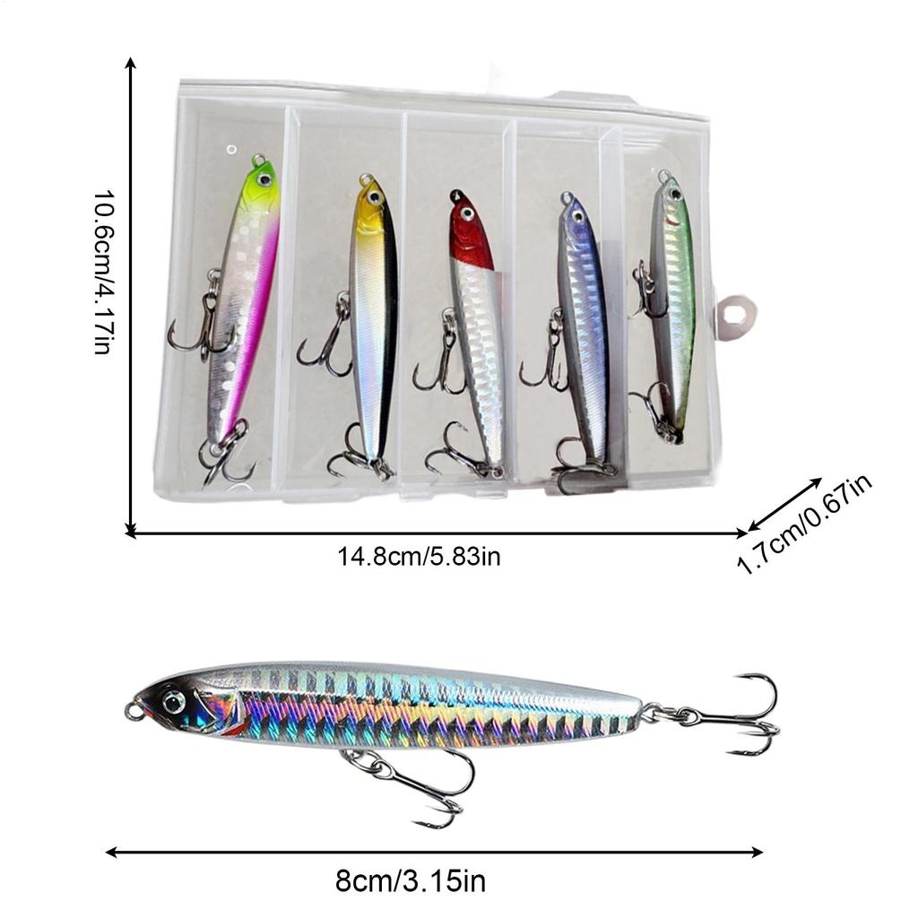 Fishing Lure 5pcs Sinking pencil lure with storage box Bass Fishing Tackle Saltwater Fish Bait Trolling Lure Fishing Accessory