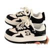 2025 Spring Niche Panda Black and White Ugly Cute Little White Shoes Children Platform Versatile Leisure Students Running Board Shoes Tide