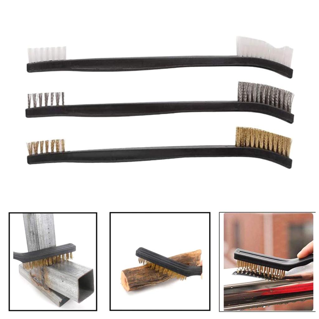 9pcs Handy Steel/Nylon/Brass Brushes Wire Brush Set for Easy Rust Removal and Cleaning