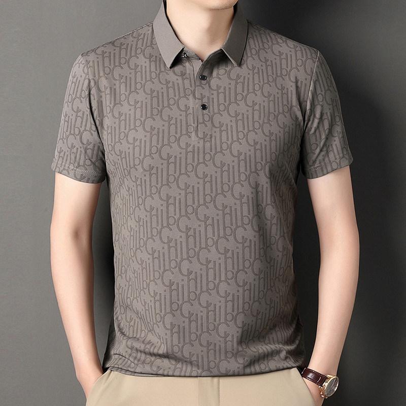 2026 New Men's Business Casual Short Sleeved Printed Polo Shirt Fashionable Breathable Comfortable and Versatile Top