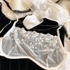 Sexy Lace Flower Embroidery Lingerie Set for Women French Ultra-thin Mesh Transparent Bra Detachable Decoration Chain Underwear