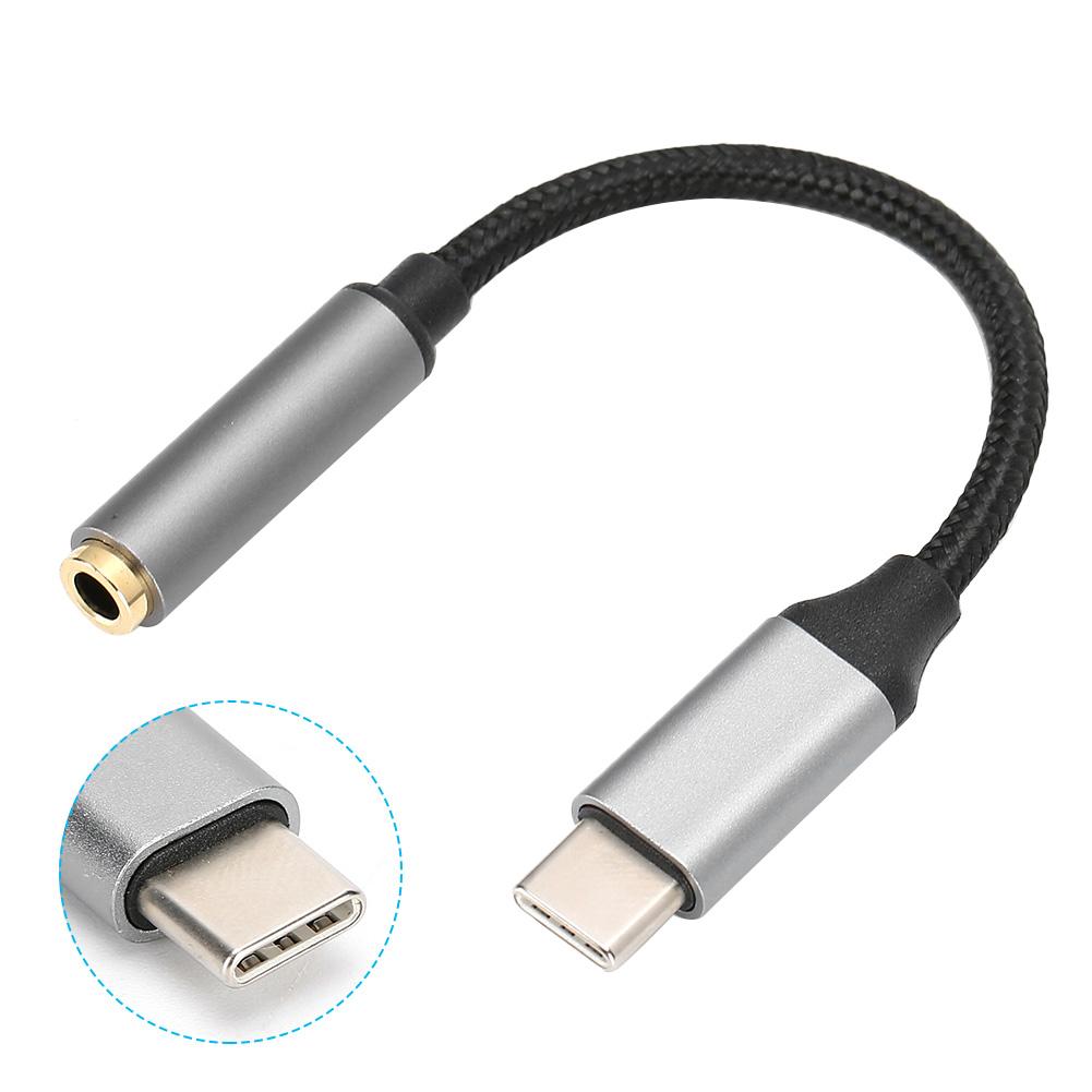 D0101 USBC Typ C Adaptérový port na 3,5MM Aux Audio Jack Kabel pro sluchátka USB(Šedá )