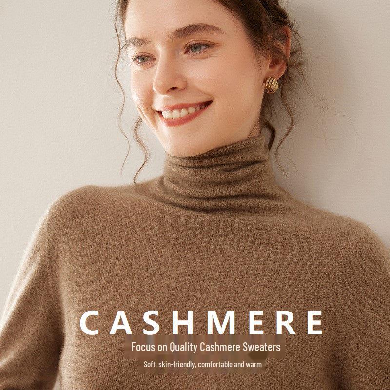 Women's High Neck Cashmere Sweater - New Autumn/Winter Arrival, Casual Knit Base Layer
