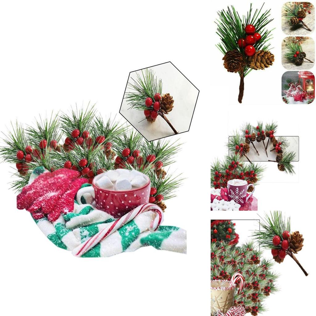 Weihnachtsdekoration Kiefernnadel-Bouquet Künstliche Blumen mit Beeren und Tannenzapfen für festliche Stimmung
